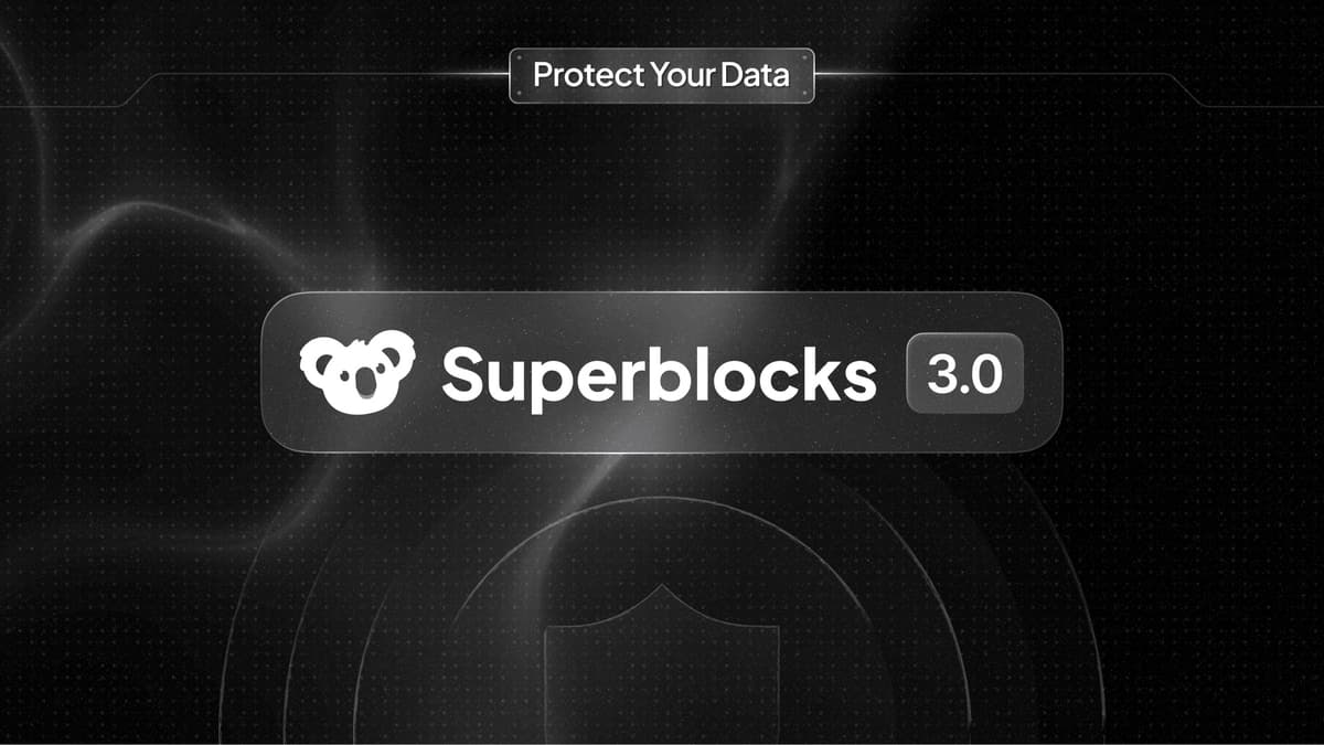 슈퍼블록스 3.0 발표 히어로 이미지 — AWS VPC 안에서 실행되는 엔터프라이즈 바이브 코딩 플랫폼